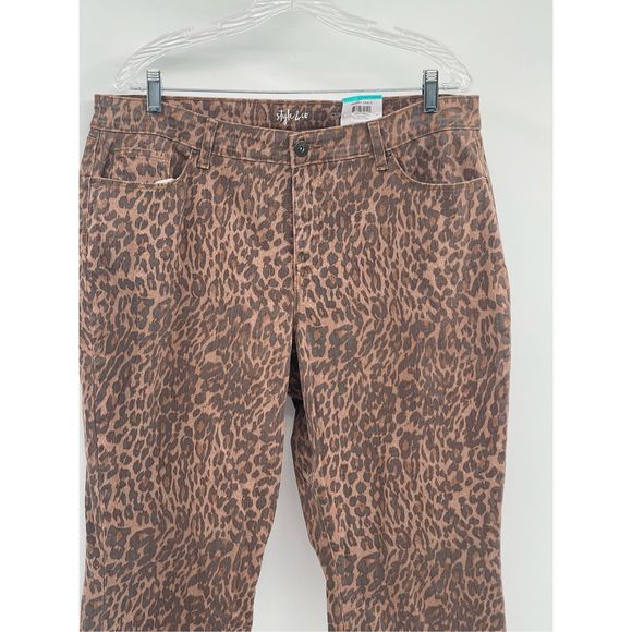 Style & Co Jeans Skinny‎ Leopard Women Size 16 Brown Black High Rise New - Picture 3 of 12
